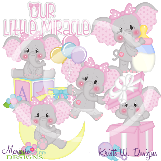 Baby Elephants-Girls SVG Cutting Files Includes Clipart - Click Image to Close